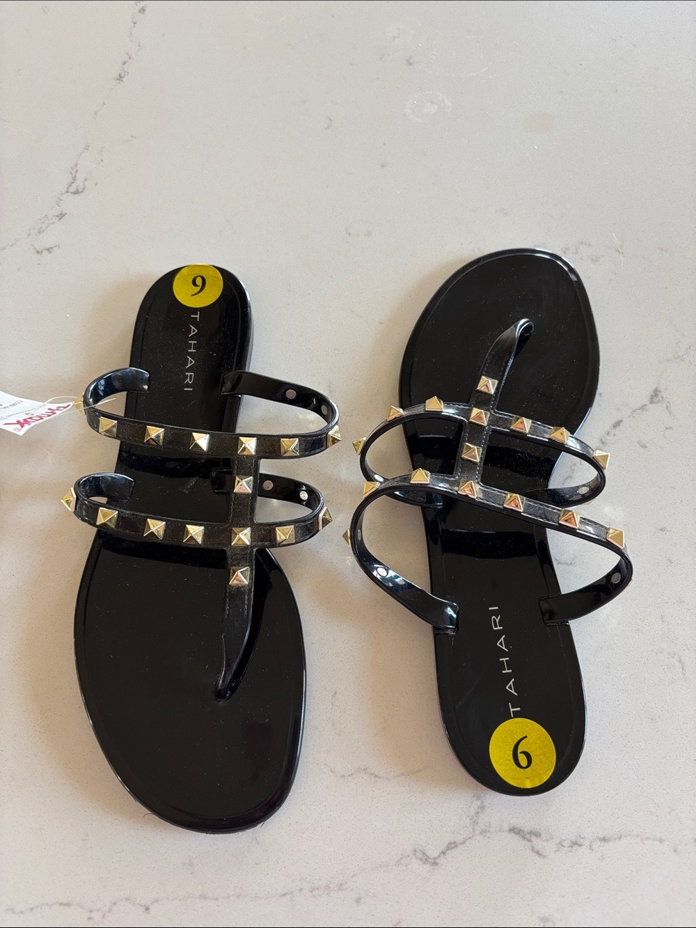 Tahari Black Studded Strappy Jelly Sandals